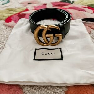 [gucci] gg logo leather belt